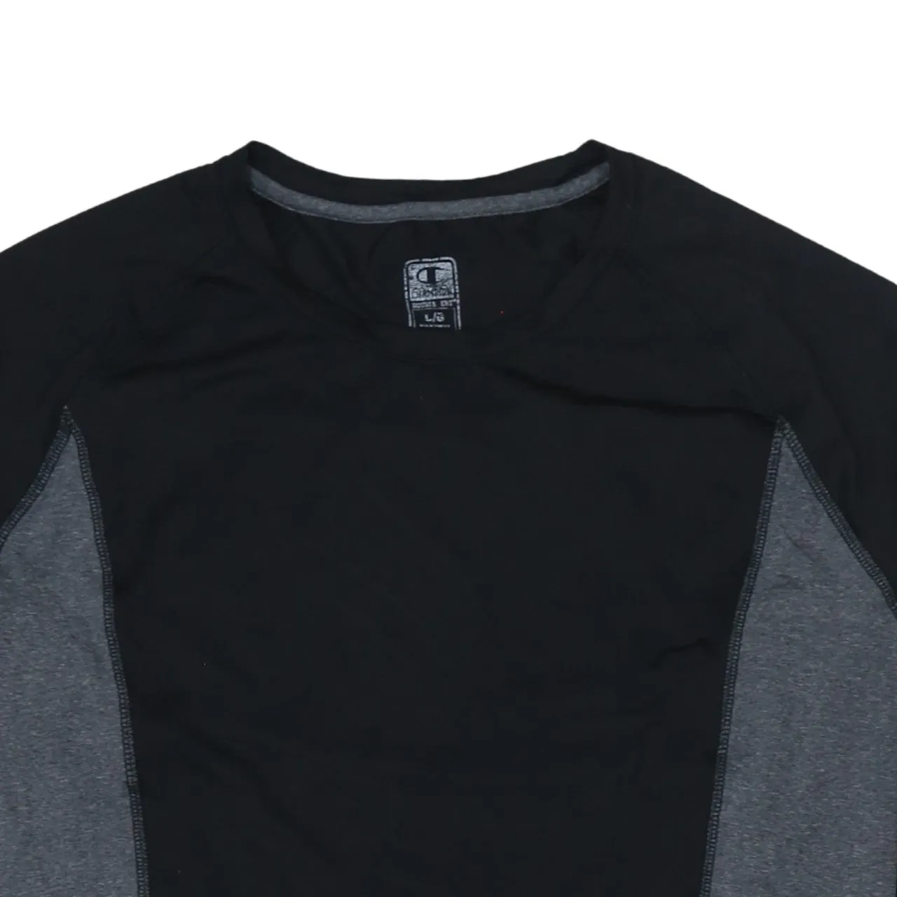Champion Black Grey Long Sleeve Top Women’s Large Printed Logo Athletic Base Layer T Shirt sold by Vintage Club product image thumbnail 3