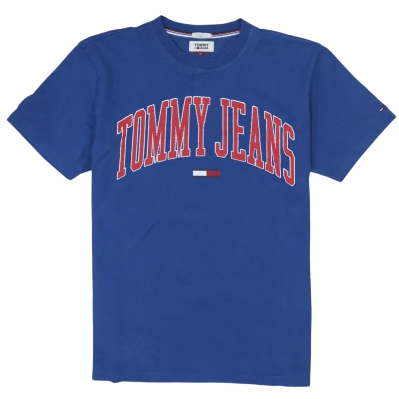 Tommy Jeans Blue T Shirt Women’s Large Printed Logo Crewneck Short Sleeve Tee Top sold by Vintage Club