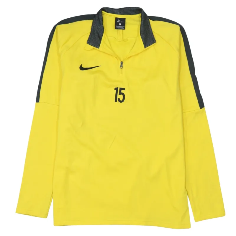 Nike Yellow Quarter Zip Sweatshirt Women's Medium Embroidered Swoosh Number 15 Training Top made by Nike