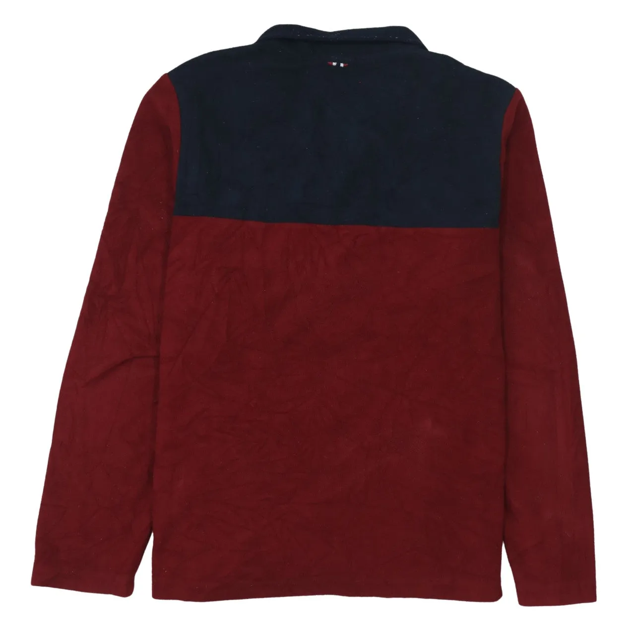 Napapijri Navy Burgundy Fleece Jumper Women’s XLarge Half Zip Big Logo Pullover Sweatshirt sold by Vintage Club product image thumbnail 2