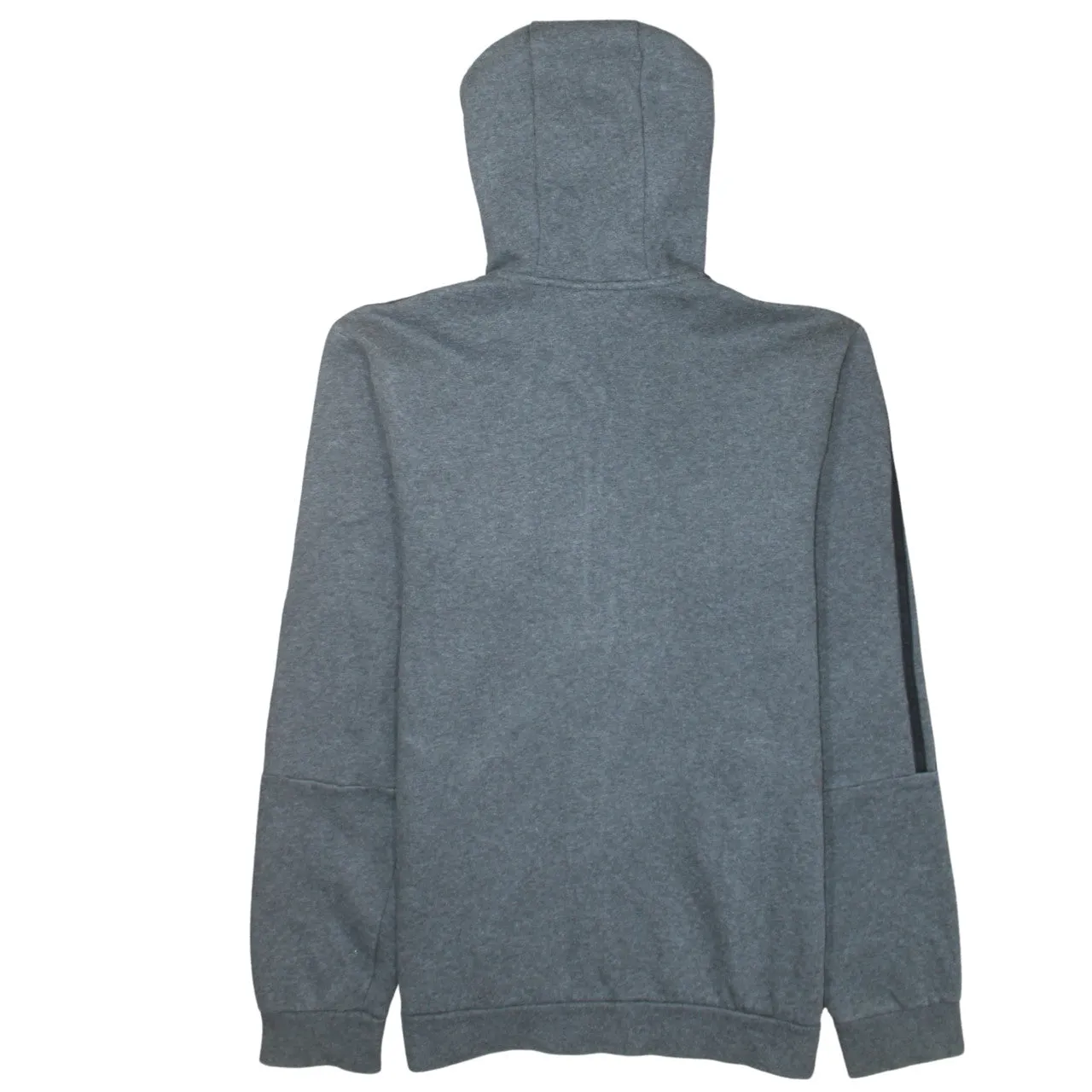 Adidas Dark Grey Hoodie Men's Small Full Zip Three Stripe Sleeves Printed Logo Sweatshirt sold by Vintage Club product image thumbnail 2