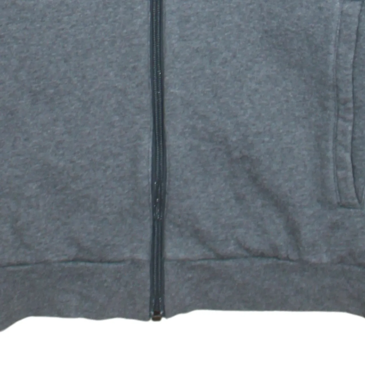 Adidas Dark Grey Hoodie Men's Small Full Zip Three Stripe Sleeves Printed Logo Sweatshirt sold by Vintage Club product image thumbnail 4