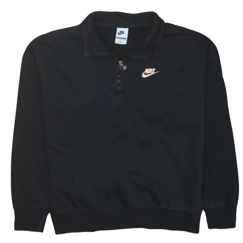 Nike Black Quarter Zip Sweatshirt Men's Small Embroidered Chest Logo Printed Back Swoosh Pullover sold by Vintage Club