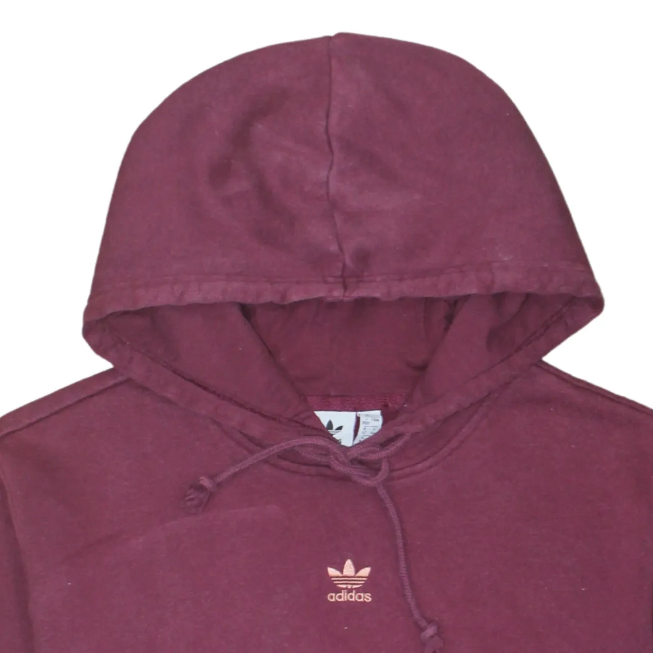 Adidas Burgundy Red Hoodie Women’s Large Embroidered Trefoil Logo Front Pocket Pullover Sweatshirt sold by Vintage Club product image thumbnail 3