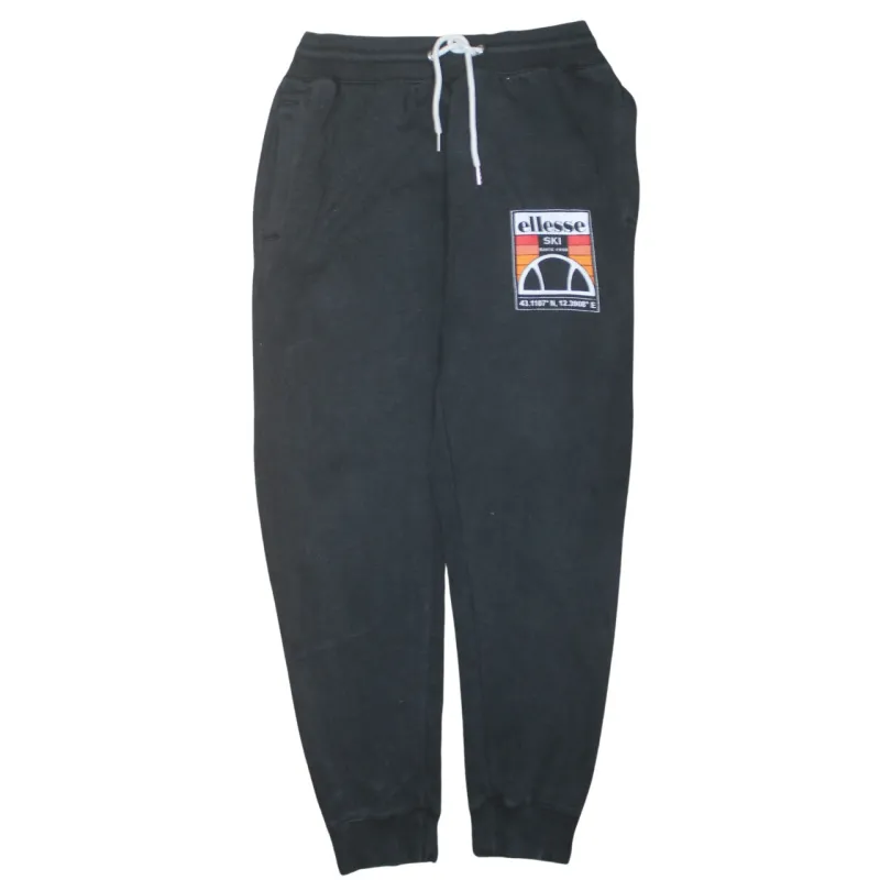 Ellesse Black Joggers Sweatpants Men's Small Ski Logo Fleece Lined Drawstring Waist made by Ellesse