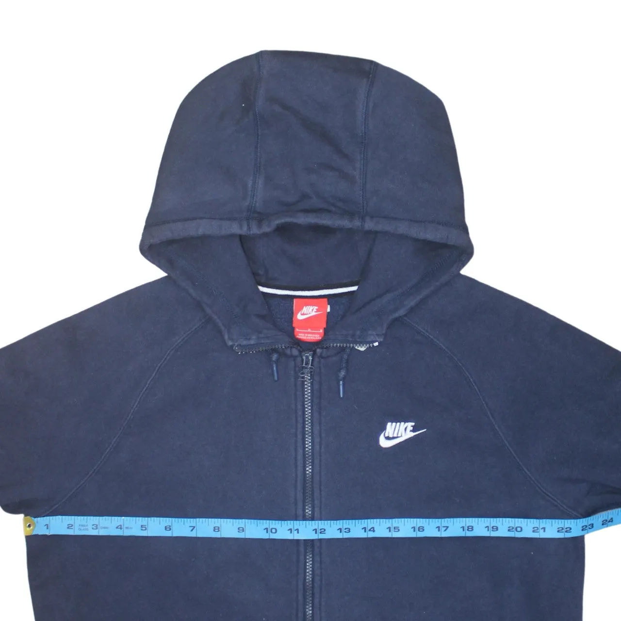 Nike Navy Blue Full Zip Hoodie Women's Large Embroidered Swoosh Split Pocket Fleece Top sold by Vintage Club product image thumbnail 5