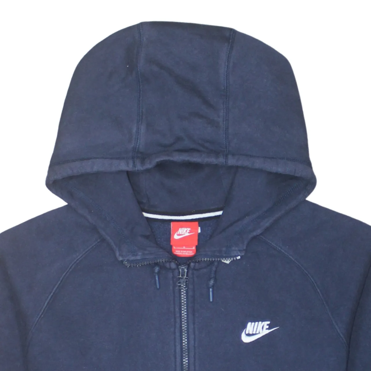 Nike Navy Blue Full Zip Hoodie Women's Large Embroidered Swoosh Split Pocket Fleece Top sold by Vintage Club product image thumbnail 3