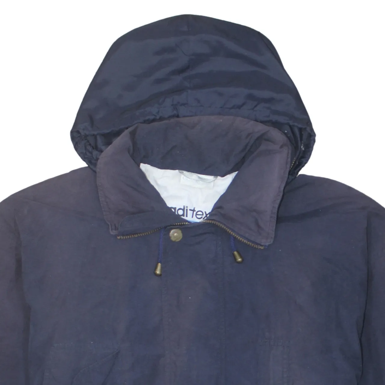 Adidas Navy Blue Hooded Jacket Men's XLarge Drawstring Waist Zip Pocket Parka Coat sold by Vintage Club product image thumbnail 3