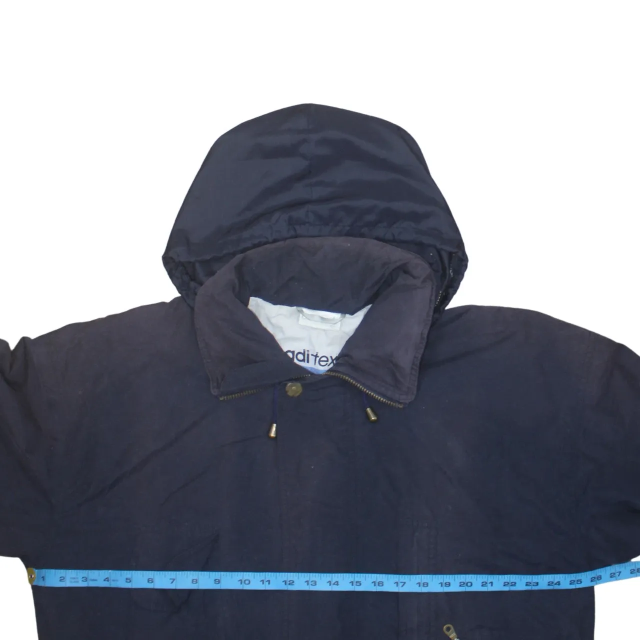 Adidas Navy Blue Hooded Jacket Men's XLarge Drawstring Waist Zip Pocket Parka Coat sold by Vintage Club product image thumbnail 5