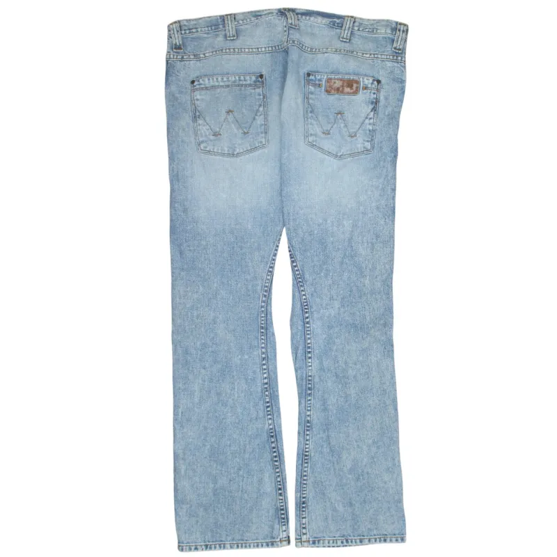 Wrangler Light Blue Jeans Men's 36 Straight Leg Faded Wash Five Pocket Denim Trousers sold by Vintage Club