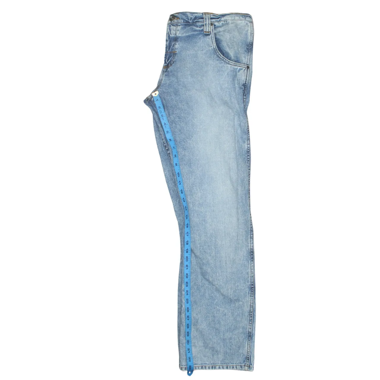 Wrangler Light Blue Jeans Men's 36 Straight Leg Faded Wash Five Pocket Denim Trousers sold by Vintage Club product image thumbnail 5