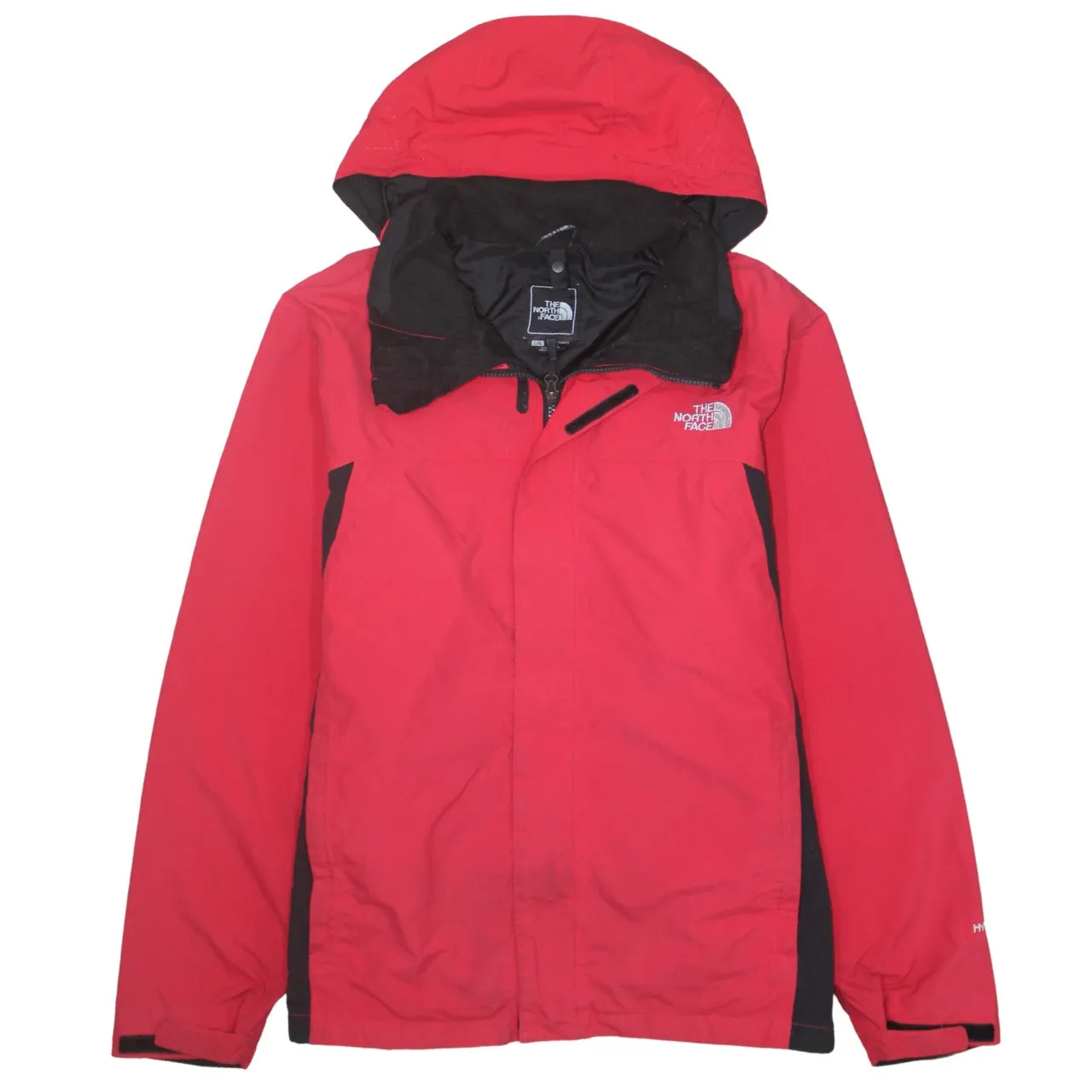 The North Face Red Hooded Jacket Men's Large Embroidered Logo Zip Pockets Windbreaker Outerwear sold by Vintage Club