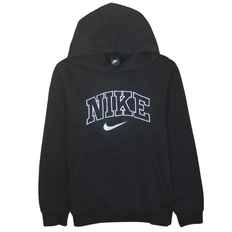 Nike Black Hoodie Men's Small Embroidered Spellout Logo Front Pocket Pullover Sweatshirt made by Nike