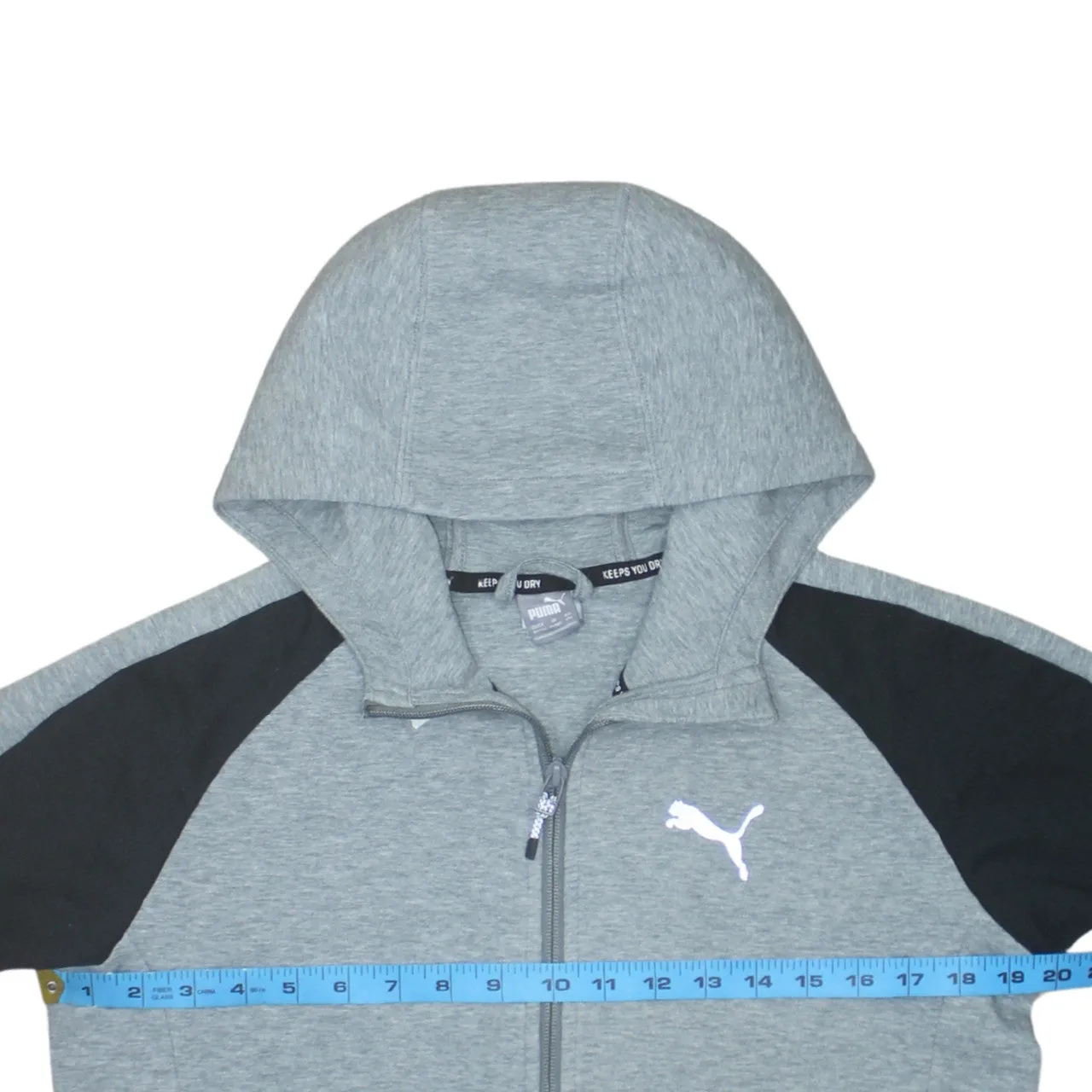 Puma Grey Black Full Zip Hoodie Women’s XLarge Printed Logo Panelled Sports Top Sweatshirt sold by Vintage Club product image thumbnail 5