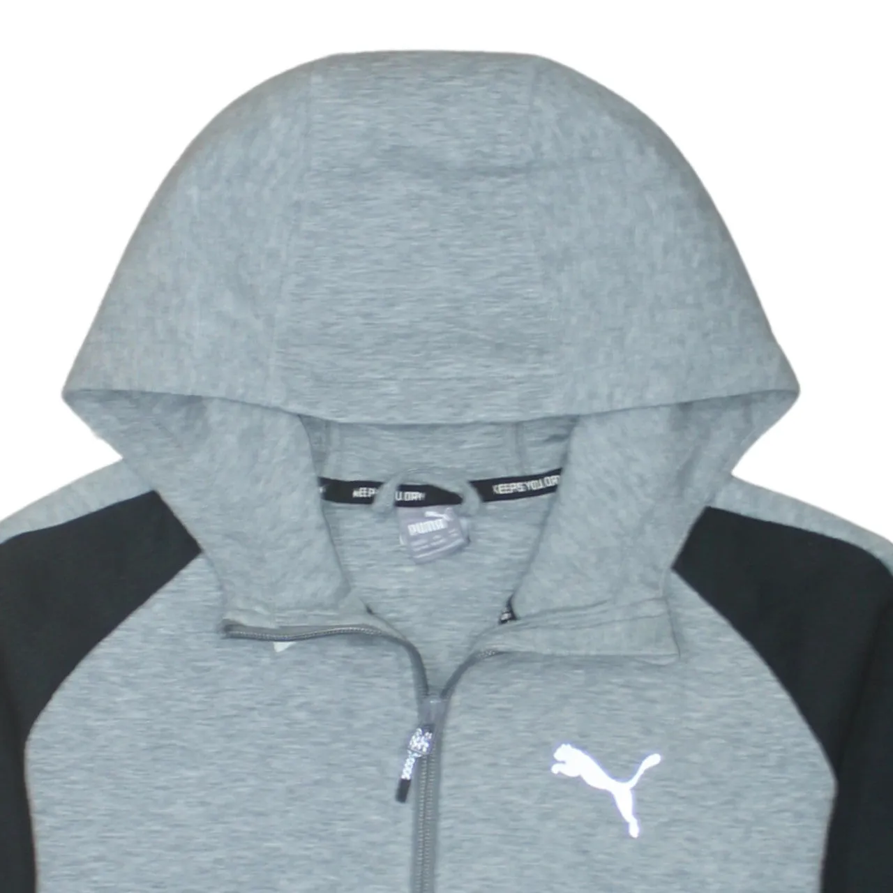 Puma Grey Black Full Zip Hoodie Women’s XLarge Printed Logo Panelled Sports Top Sweatshirt sold by Vintage Club product image thumbnail 3