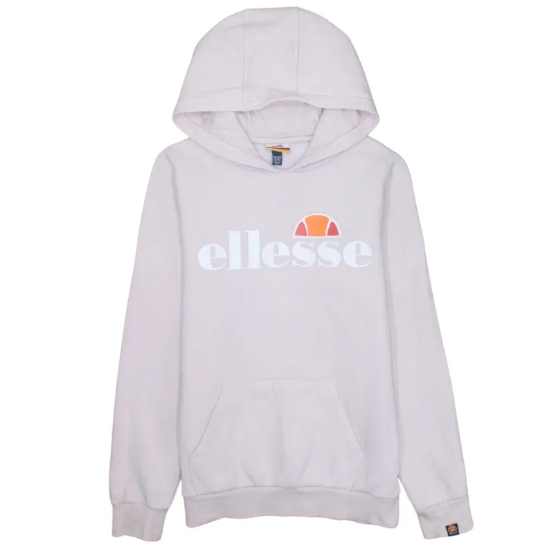 Ellesse Light Pink Hoodie Women’s Medium Printed Front Logo Pouch Pocket Pullover Sweatshirt made by Ellesse