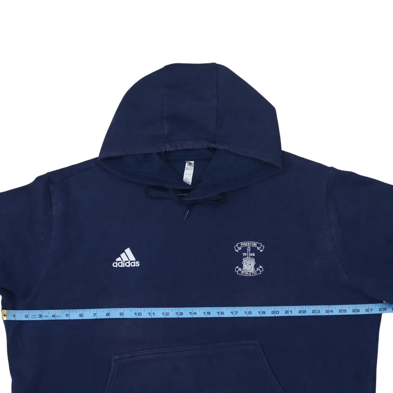 Adidas Navy Blue Hoodie Men's XXLarge Embroidered Chest Logos Front Pocket Pullover Sweatshirt sold by Vintage Club product image thumbnail 5