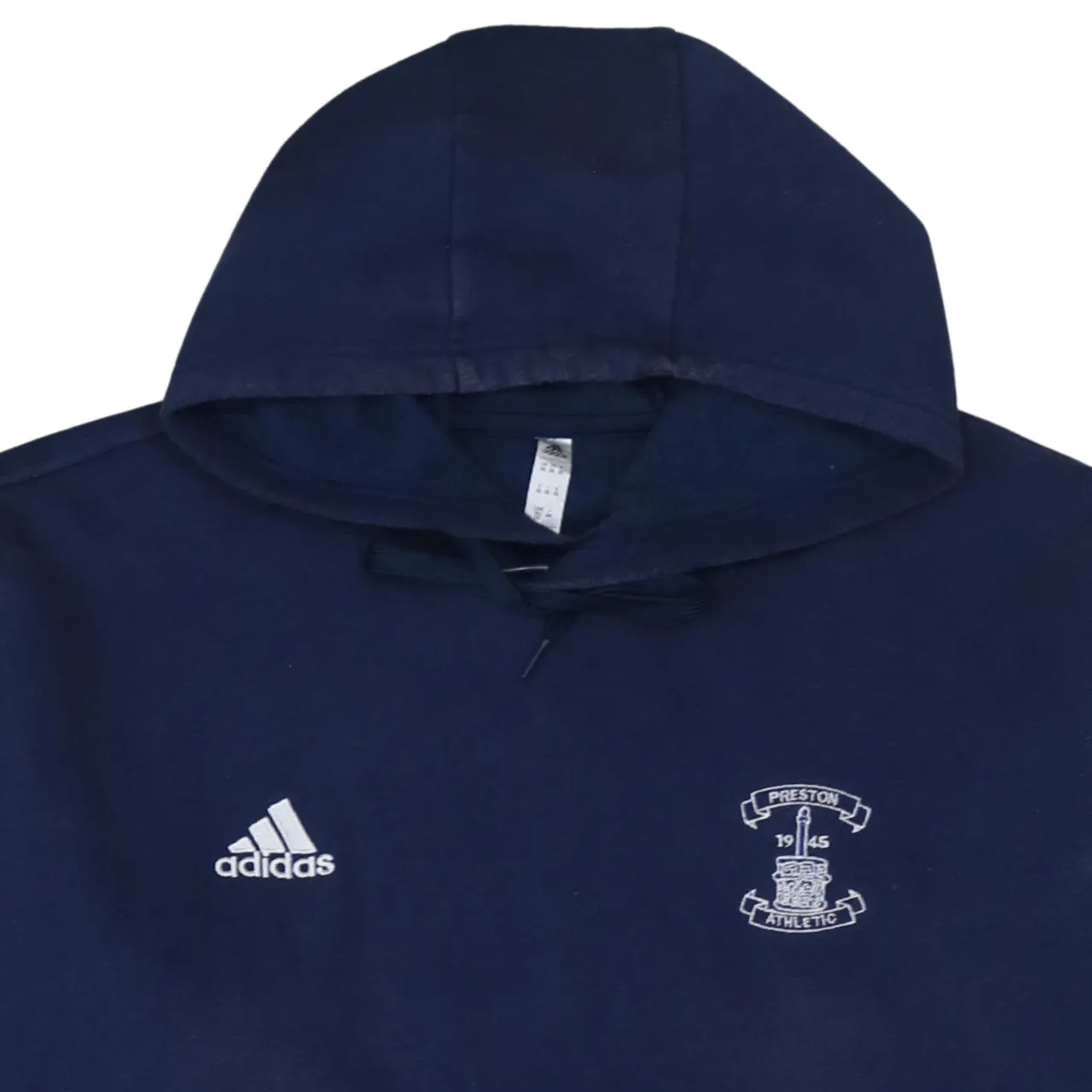 Adidas Navy Blue Hoodie Men's XXLarge Embroidered Chest Logos Front Pocket Pullover Sweatshirt sold by Vintage Club product image thumbnail 3