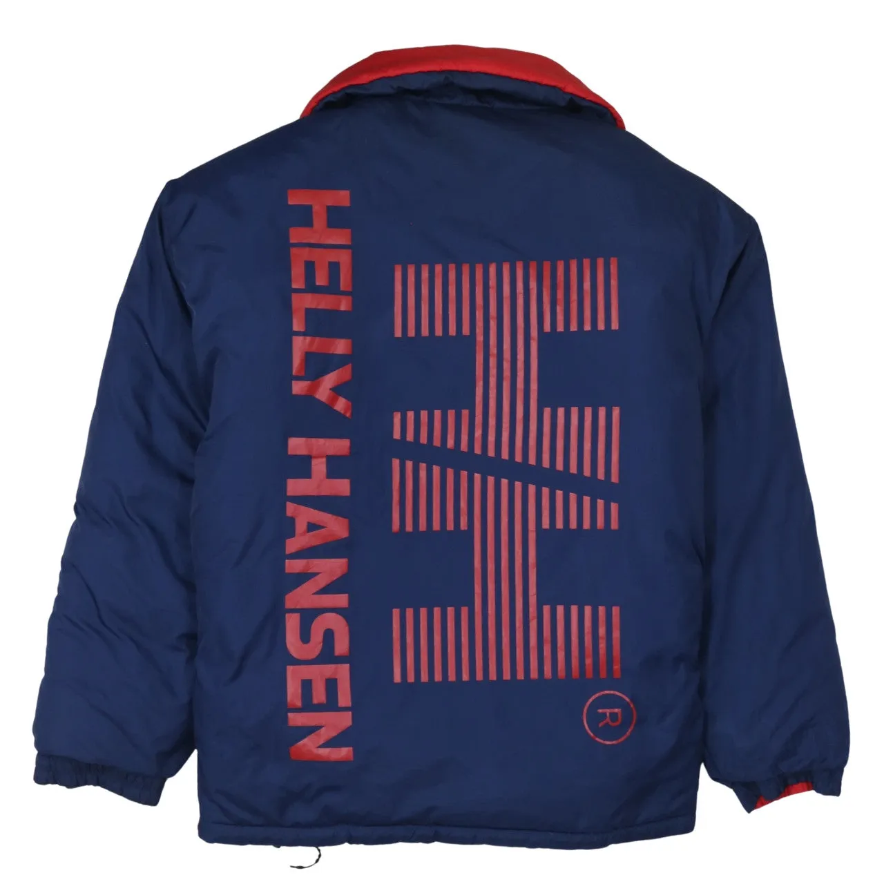 Helly Hansen Navy Blue Puffer Jacket Men's Small Red Lining Big Back Logo Zip Windbreaker sold by Vintage Club product image thumbnail 2