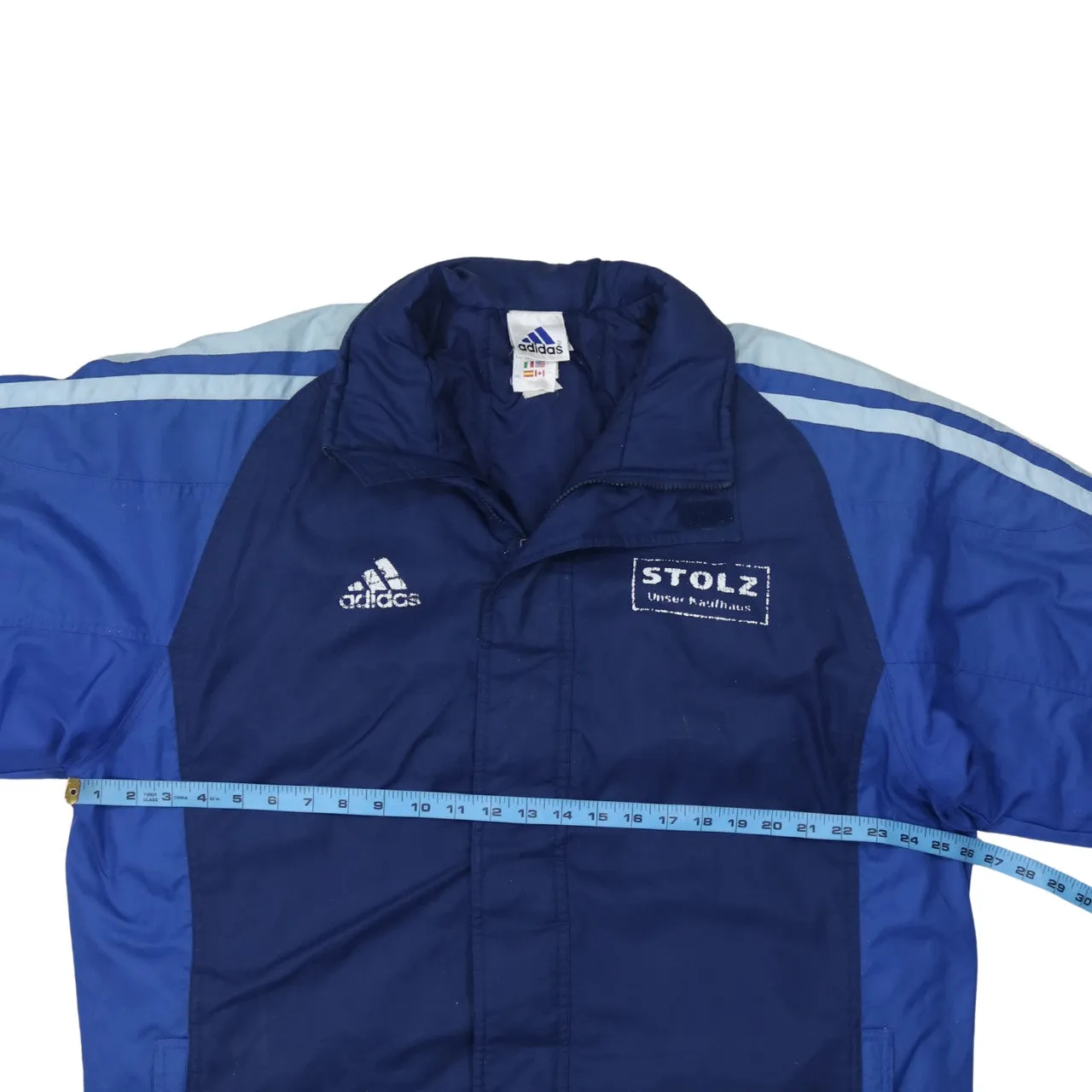 Adidas Navy Blue Windbreaker Jacket Men's XLarge Embroidered Logos Contrast Panels Sports Coat sold by Vintage Club product image thumbnail 5