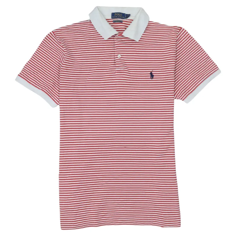 Polo Ralph Lauren Red White Stripe Polo Shirt Women's Large Embroidered Pony Casual Top made by Polo by Ralph Lauren