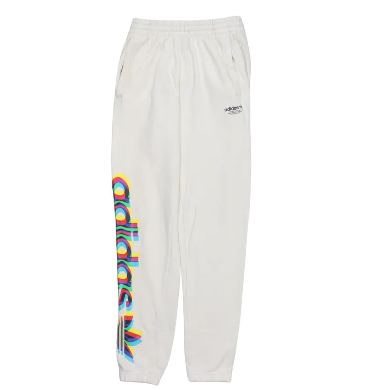 Adidas Cream Joggers Men’s XSmall Printed Multi Colour Logo Elastic Waist Sweatpants made by Adidas