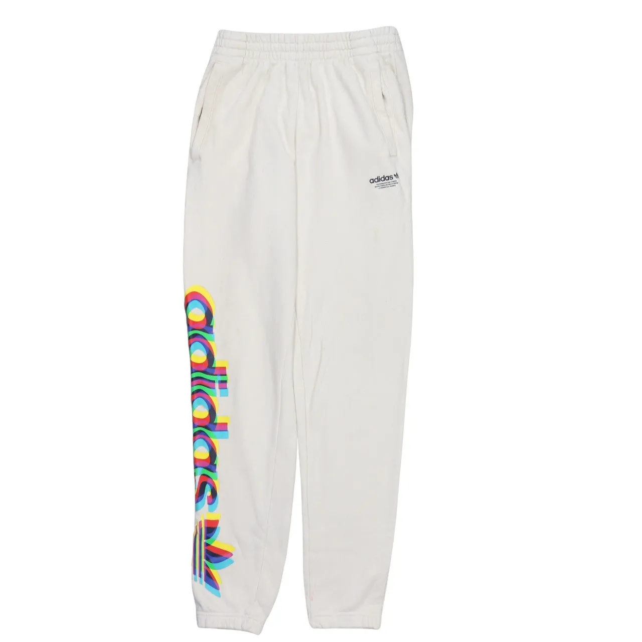 Adidas Cream Joggers Men’s XSmall Printed Multi Colour Logo Elastic Waist Sweatpants sold by Vintage Club
