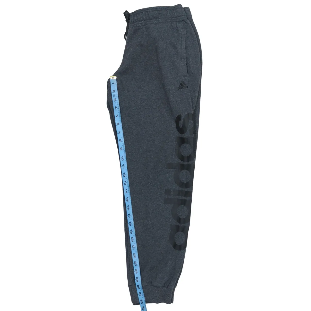 Adidas Dark Grey Joggers Women's Medium Printed Logo Cuffed Fleece Sweatpants sold by Vintage Club product image thumbnail 5