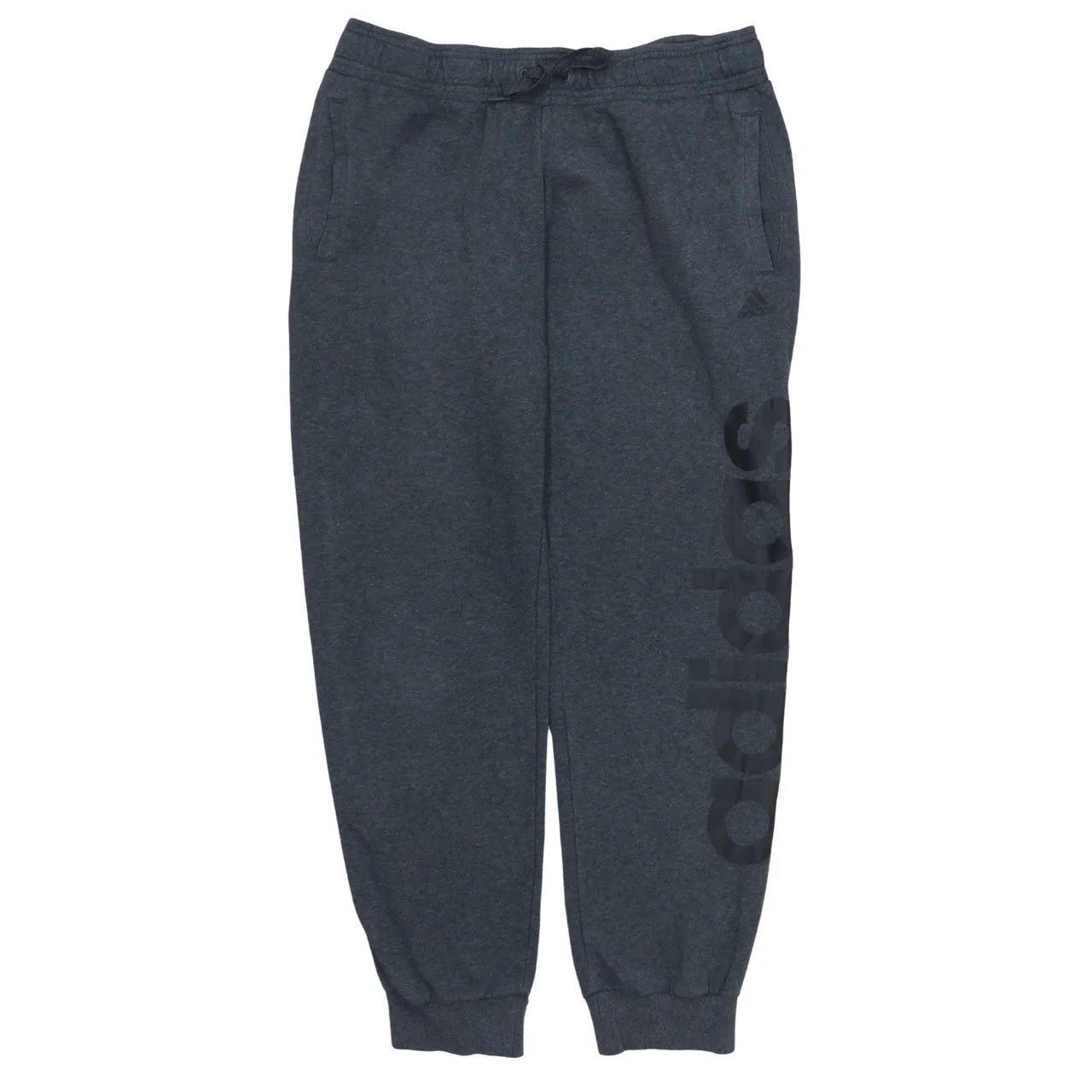 Adidas Dark Grey Joggers Women's Medium Printed Logo Cuffed Fleece Sweatpants sold by Vintage Club