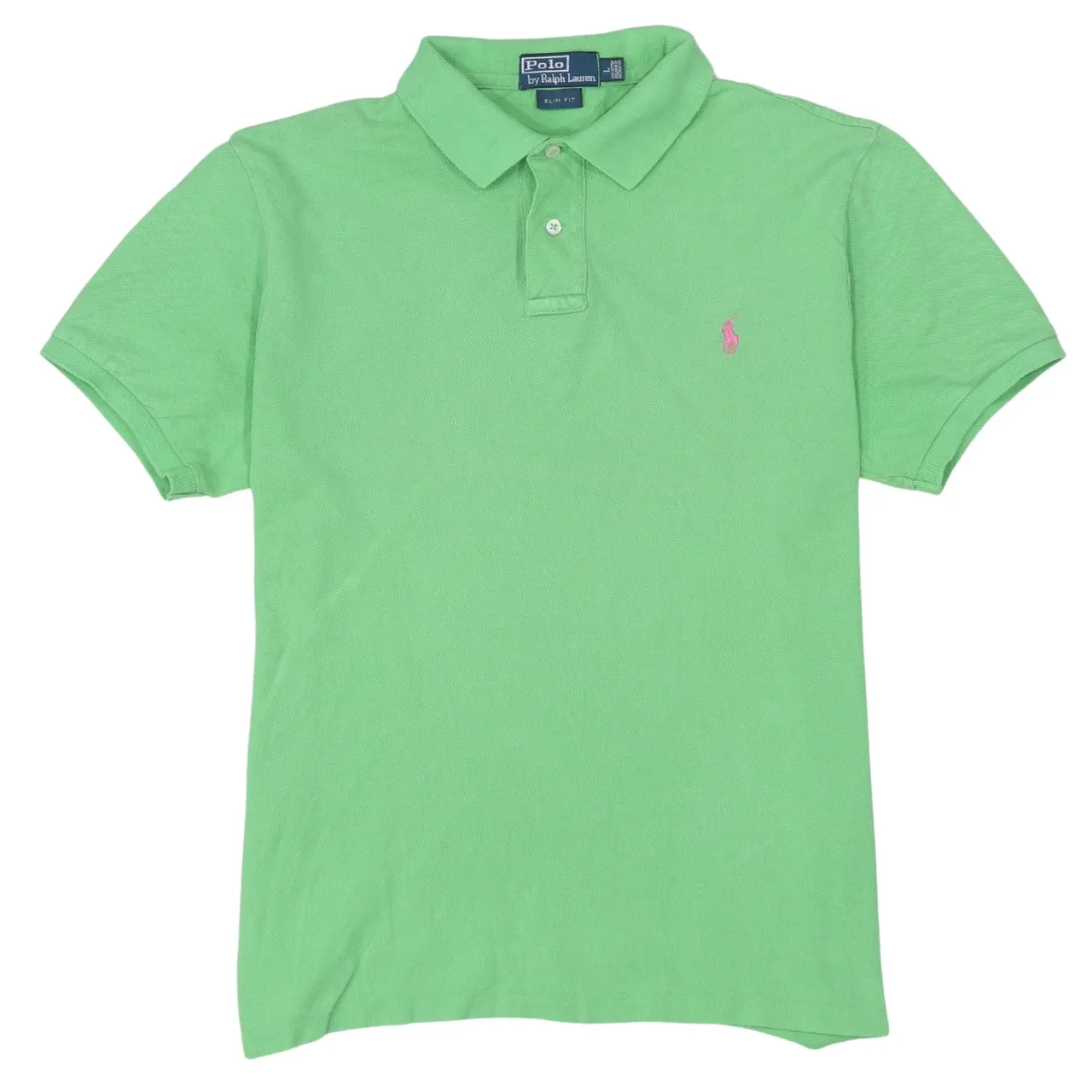 Polo Ralph Lauren Green Polo Shirt Women's Large Embroidered Pony Logo Short Sleeve Top sold by Vintage Club