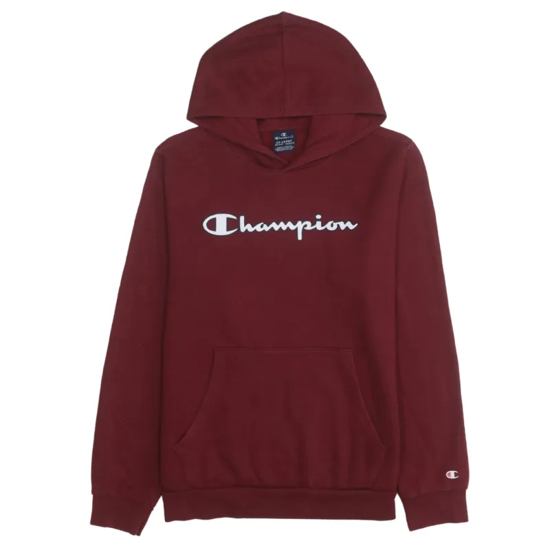 Champion Burgundy Red Hoodie Women’s XXLarge Printed Script Logo Fleece Pullover Sweatshirt sold by Vintage Club
