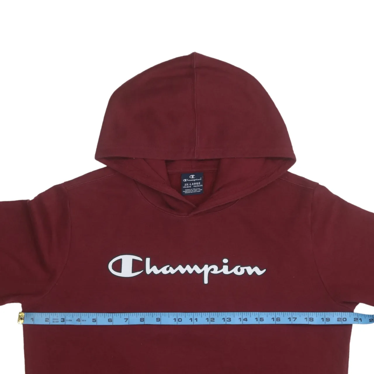 Champion Burgundy Red Hoodie Women’s XXLarge Printed Script Logo Fleece Pullover Sweatshirt sold by Vintage Club product image thumbnail 5
