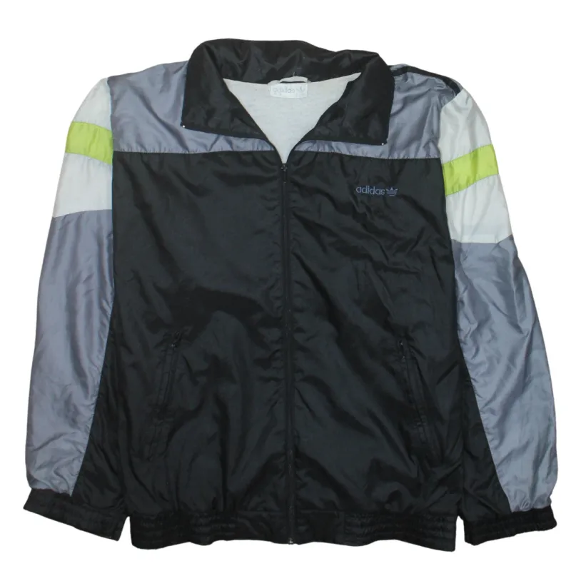 Adidas Black Grey Windbreaker Jacket Men's Medium Zip Pockets Embroidered Logo Track Top sold by Vintage Club