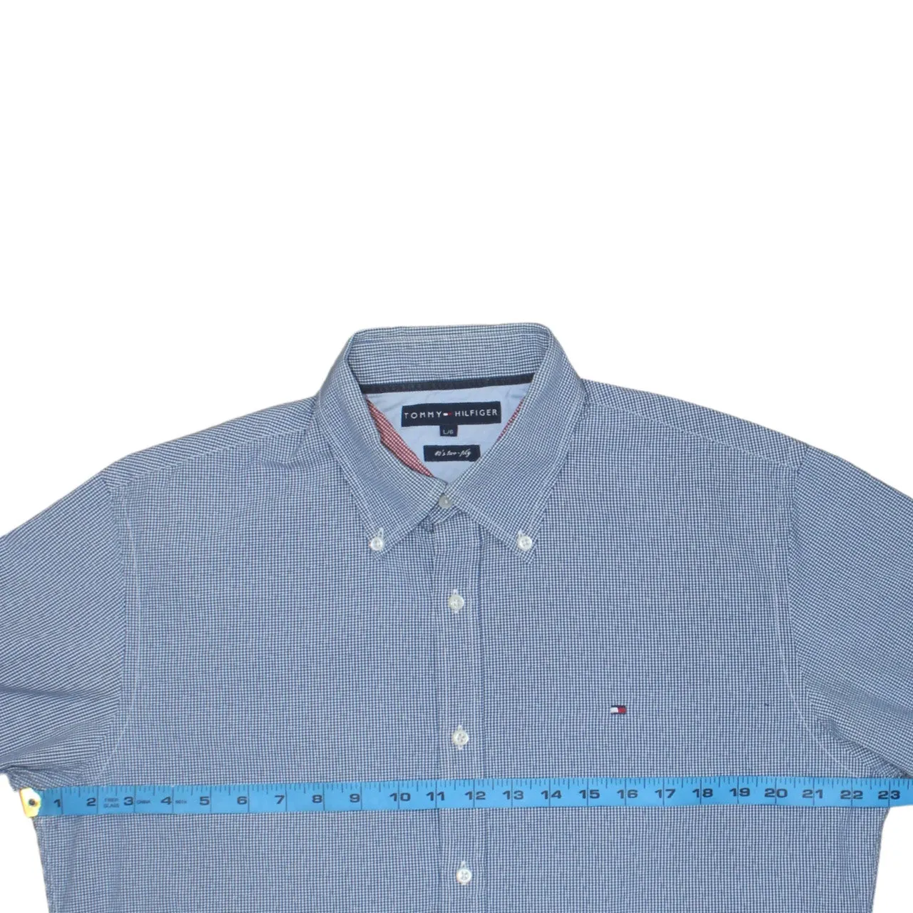 Tommy Hilfiger Blue Check Shirt Men’s Large Button Down Embroidered Flag Logo Casual Top sold by Vintage Club product image thumbnail 5