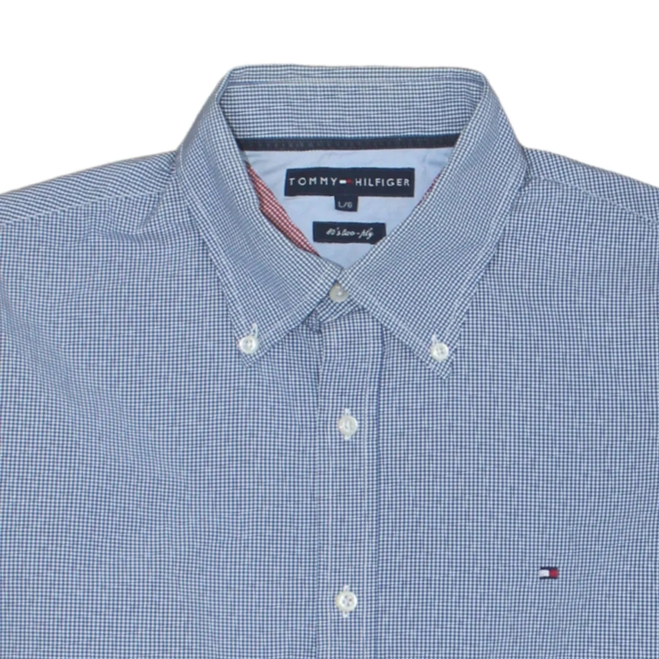 Tommy Hilfiger Blue Check Shirt Men’s Large Button Down Embroidered Flag Logo Casual Top sold by Vintage Club product image thumbnail 3