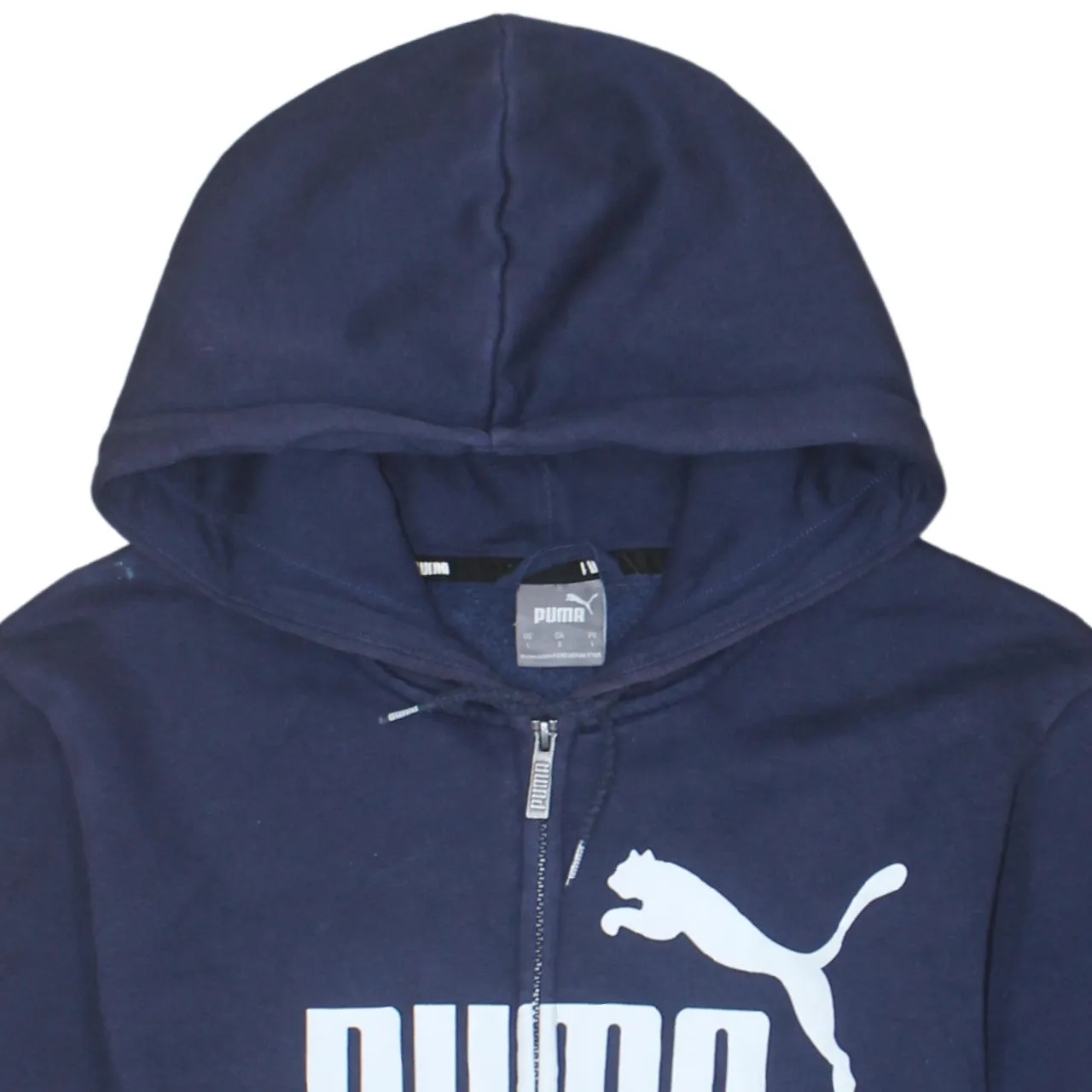 Puma Navy Blue Full Zip Hoodie Women’s Large Printed Logo Split Pockets Sweatshirt sold by Vintage Club product image thumbnail 3