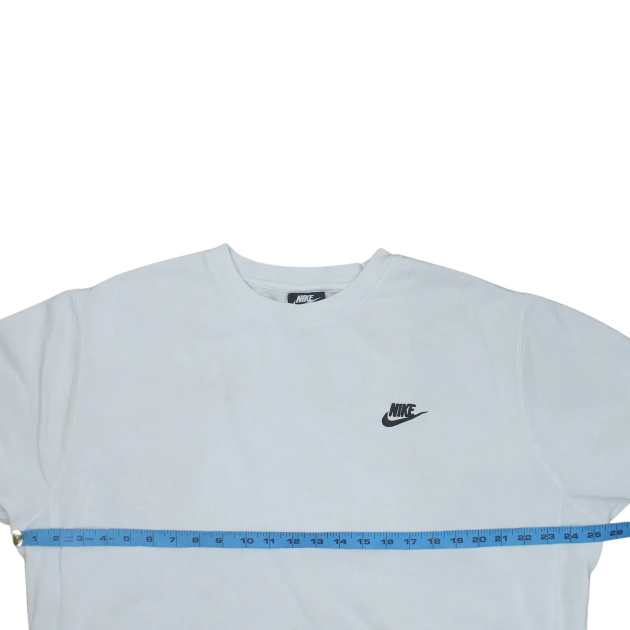 Nike White Sweatshirt Men's Large Embroidered Swoosh Logo Ribbed Crewneck Pullover sold by Vintage Club product image thumbnail 5