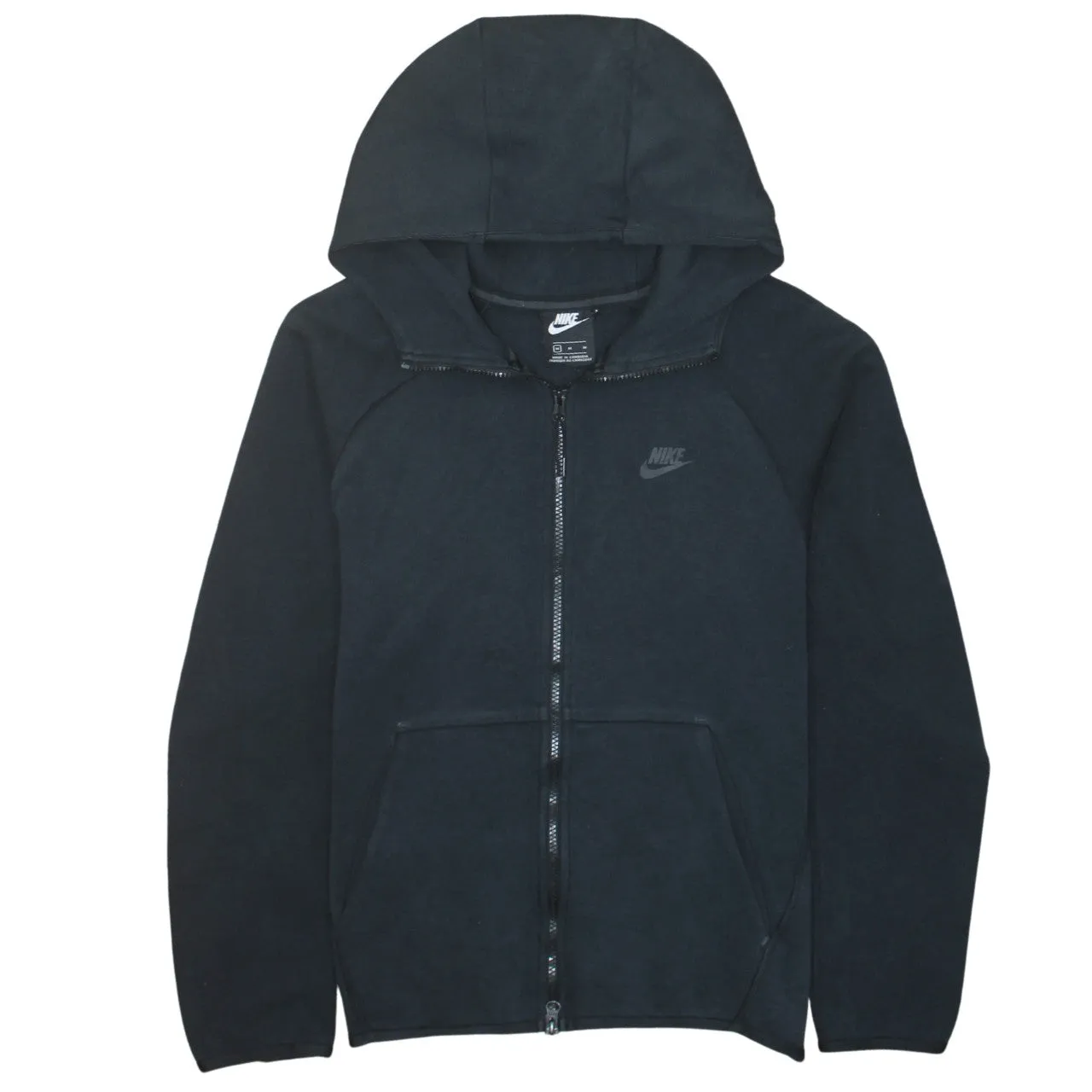 Nike Black Full Zip Hoodie Men's Medium Printed Chest Logo Split Pocket Sweatshirt sold by Vintage Club