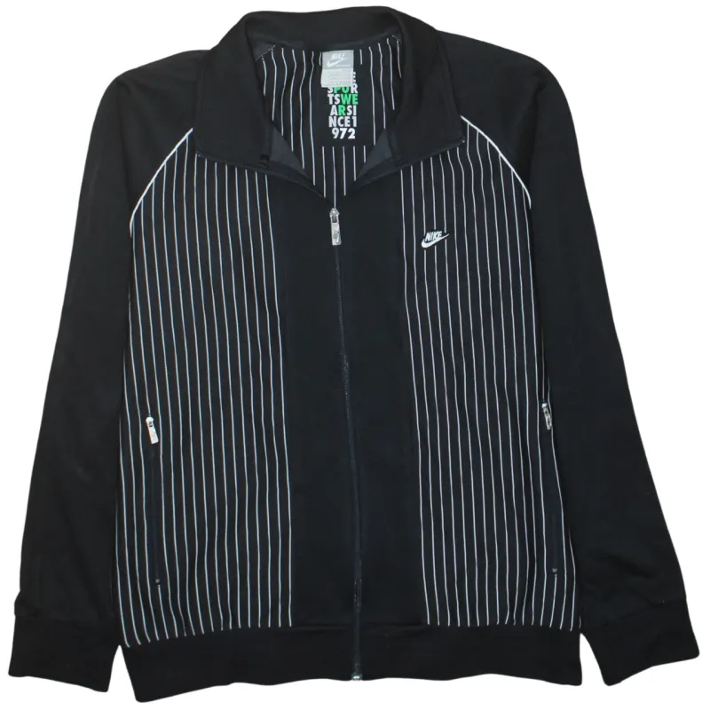 Nike Black Track Jacket Men's Large Pinstripe Zip Pockets Embroidered Swoosh Top sold by Vintage Club