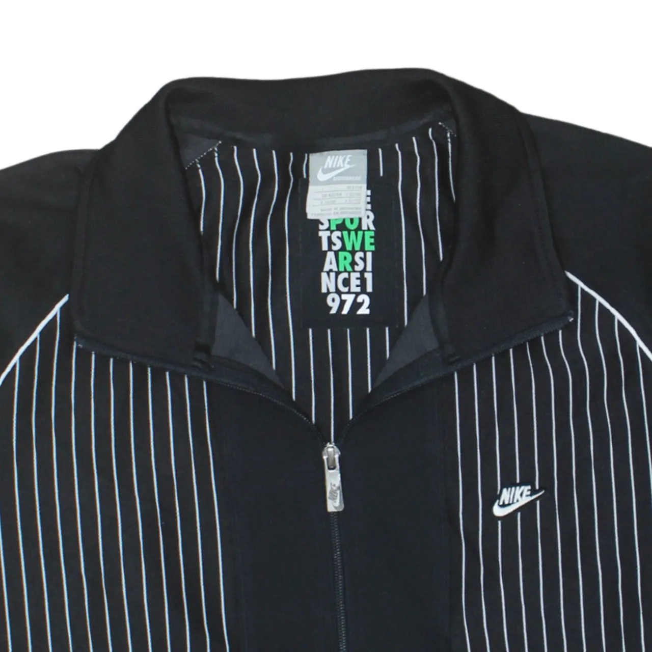 Nike Black Track Jacket Men's Large Pinstripe Zip Pockets Embroidered Swoosh Top sold by Vintage Club product image thumbnail 3
