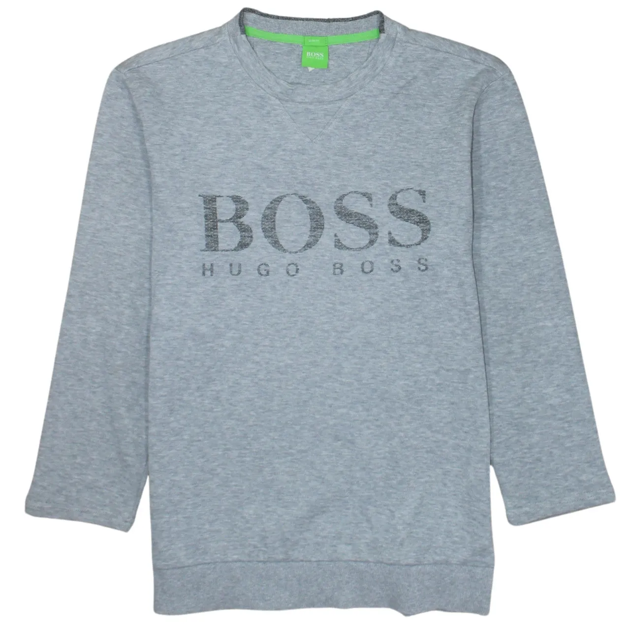 HUGO BOSS Grey Sweatshirt Women's Medium Printed Logo Crewneck Pullover Top sold by Vintage Club