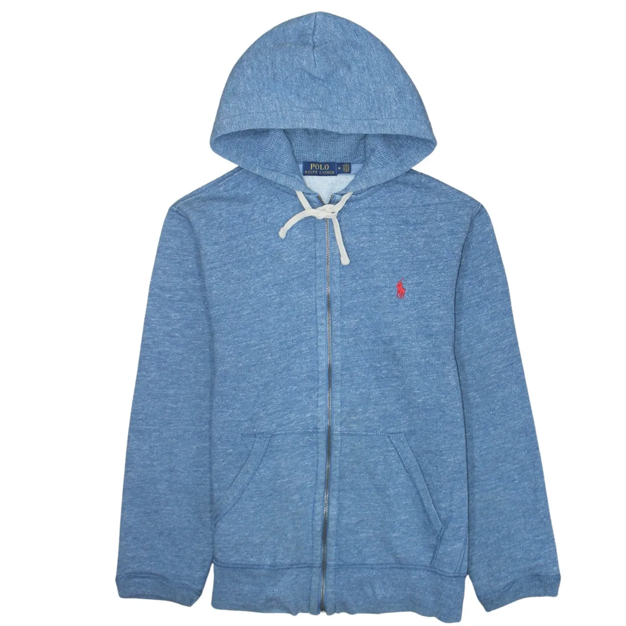 Polo Ralph Lauren Blue Zip Hoodie Women’s Medium Embroidered Pony Fleece Casual Sweatshirt sold by Vintage Club