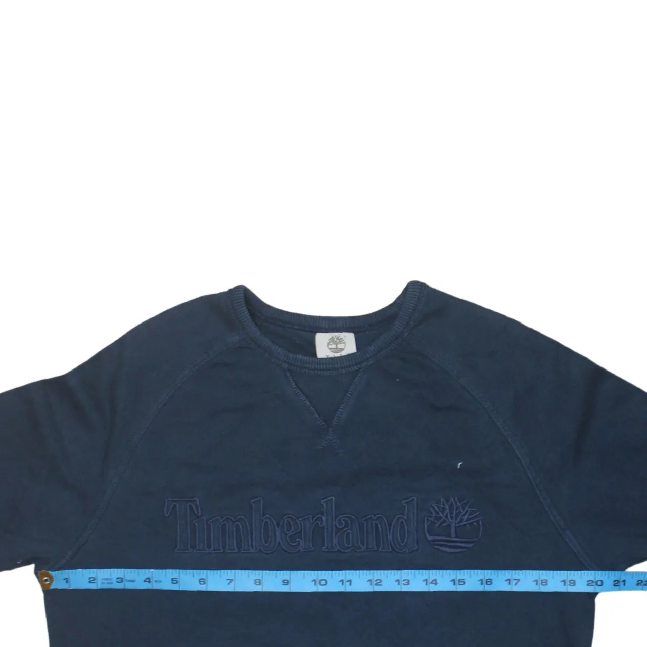 Timberland Navy Blue Sweatshirt Women's Medium Embroidered Chest Logo Crewneck Pullover Top sold by Vintage Club product image thumbnail 5