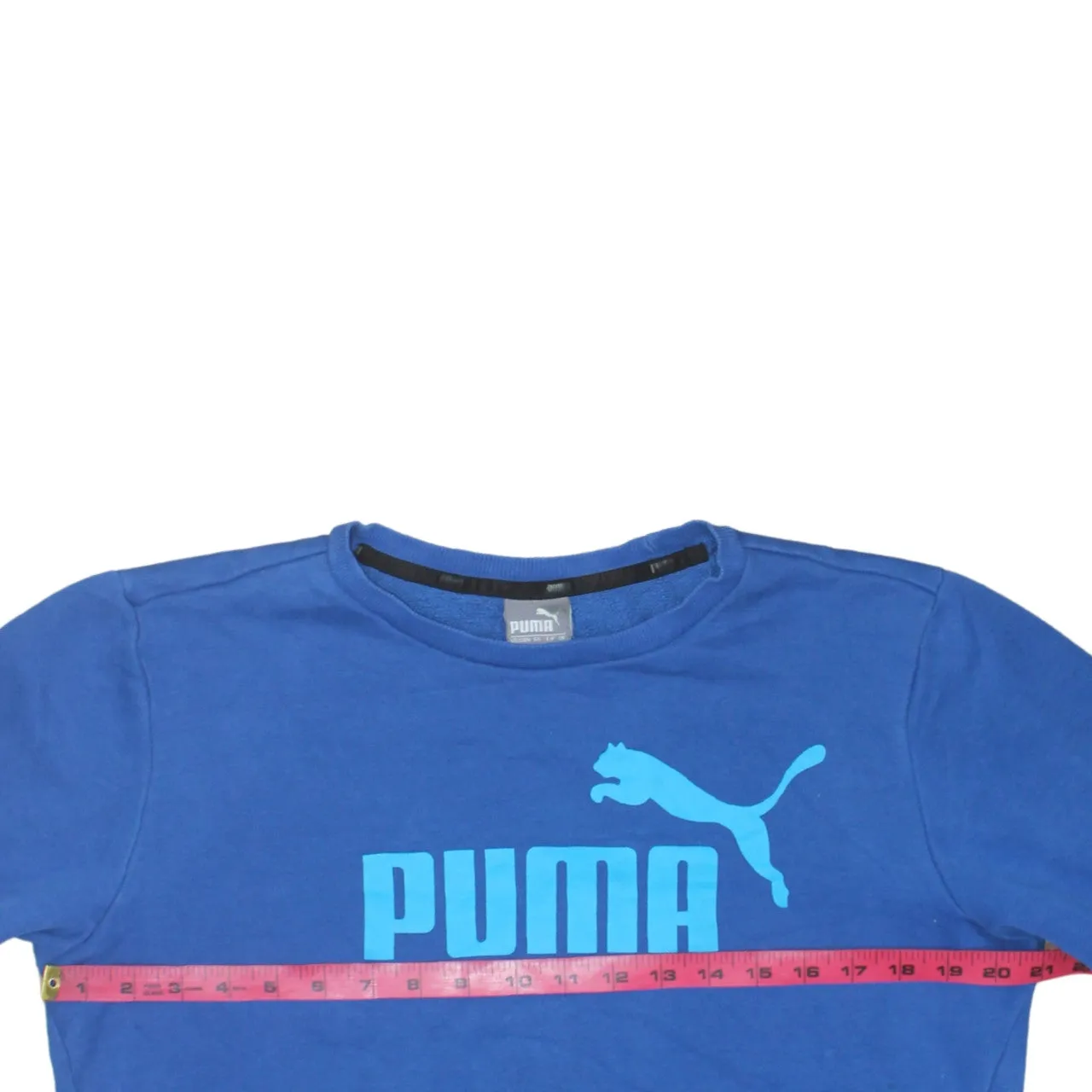 Puma Blue Sweatshirt Women's Small Printed Logo Crewneck Pullover Fleece Top sold by Vintage Club product image thumbnail 5