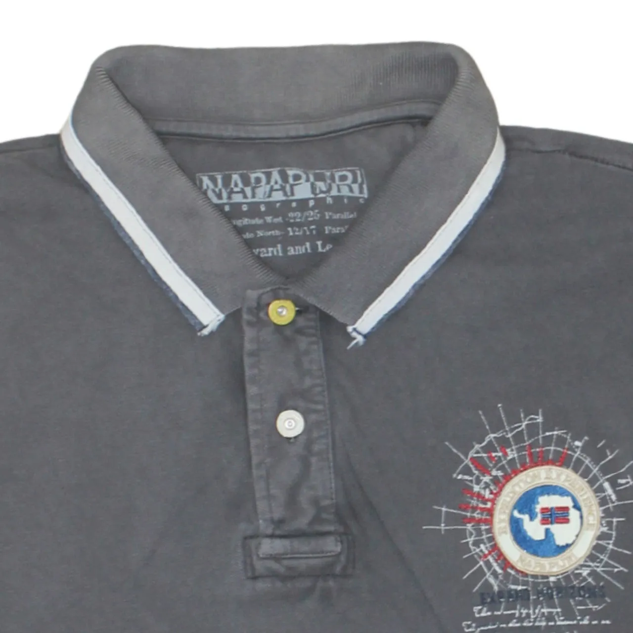 Napapijri Charcoal Grey Polo Shirt Women's 3XL Embroidered Chest Logo Long Sleeve Top sold by Vintage Club product image thumbnail 3