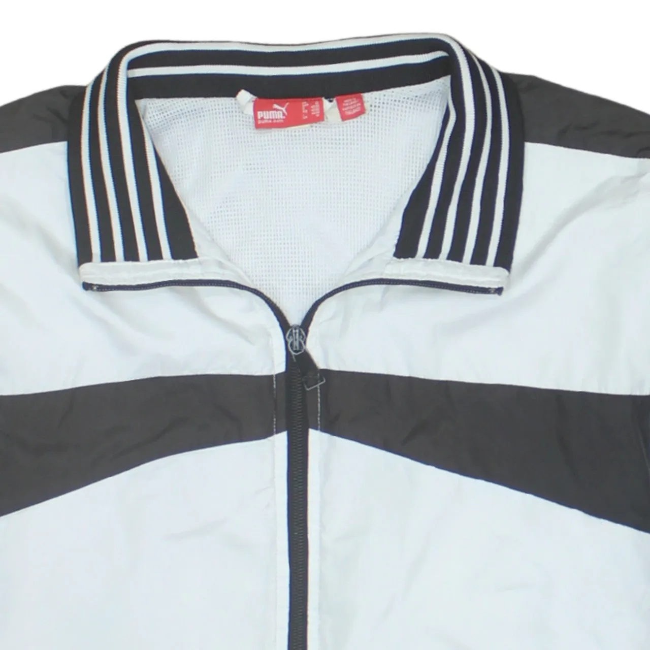 Puma White Black Windbreaker Jacket Men's Medium Zip Pockets Striped Collar Track Top sold by Vintage Club product image thumbnail 3