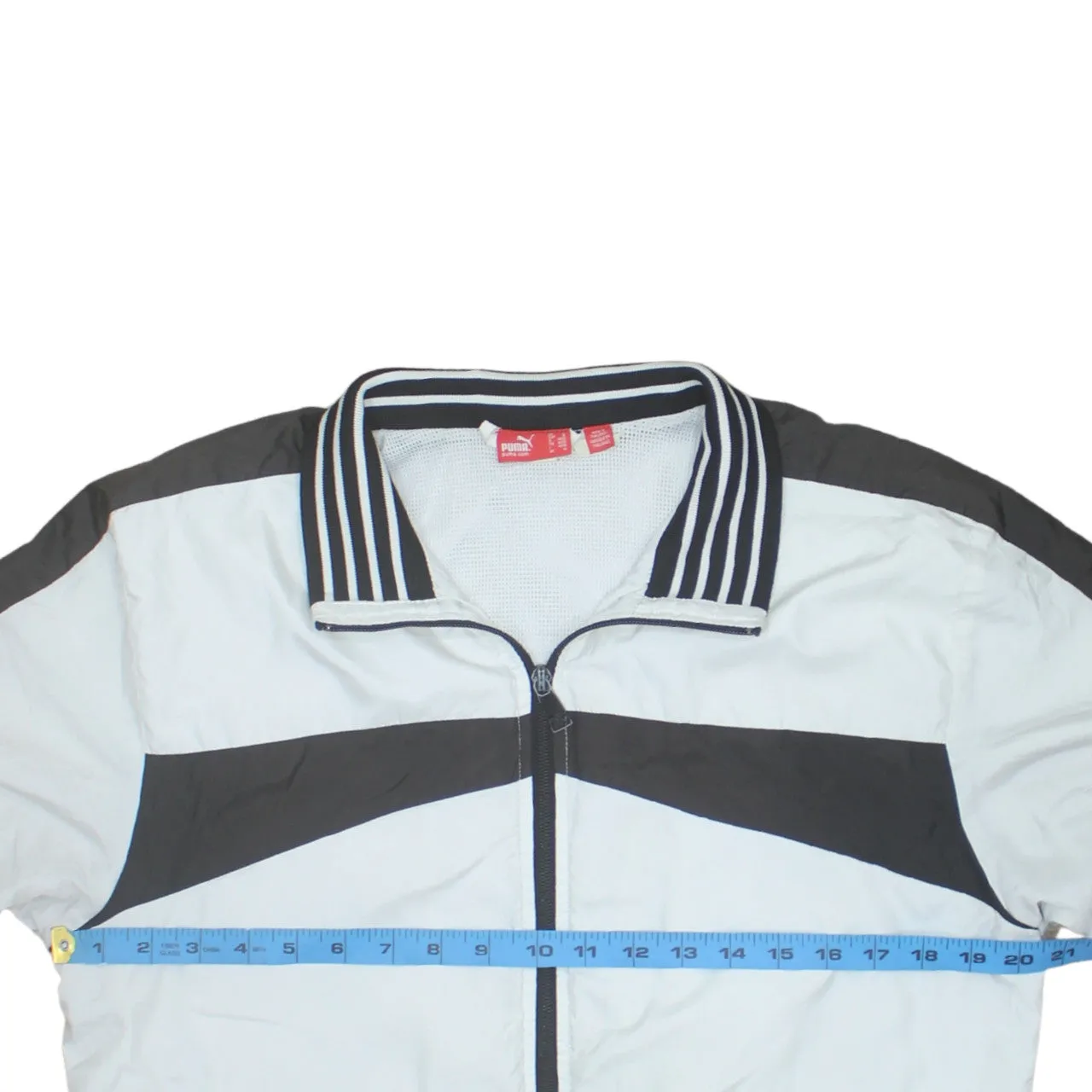 Puma White Black Windbreaker Jacket Men's Medium Zip Pockets Striped Collar Track Top sold by Vintage Club product image thumbnail 5