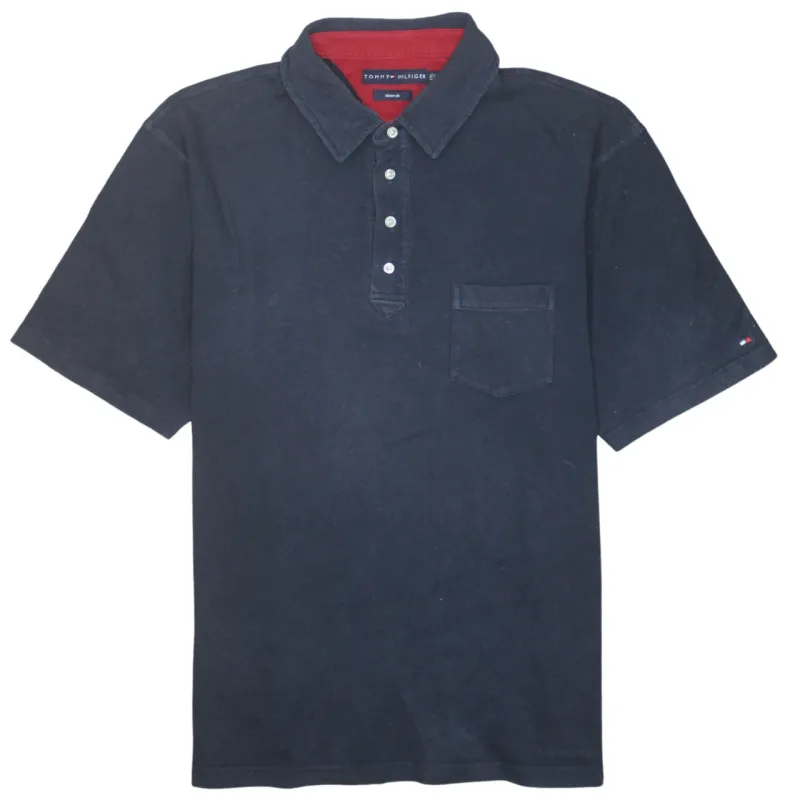 Tommy Hilfiger Navy Polo Shirt Women's 2XL Chest Pocket Flag Logo Short Sleeve Top sold by Vintage Club