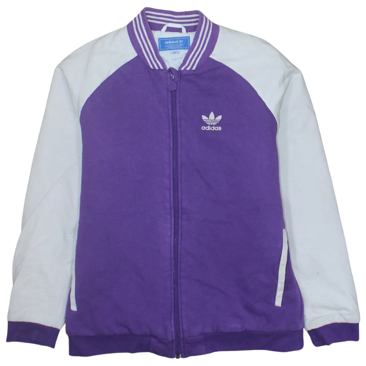 Adidas Purple White Sweatshirt Men's Small Printed Owl Back Logo Zip Jacket Top sold by Vintage Club