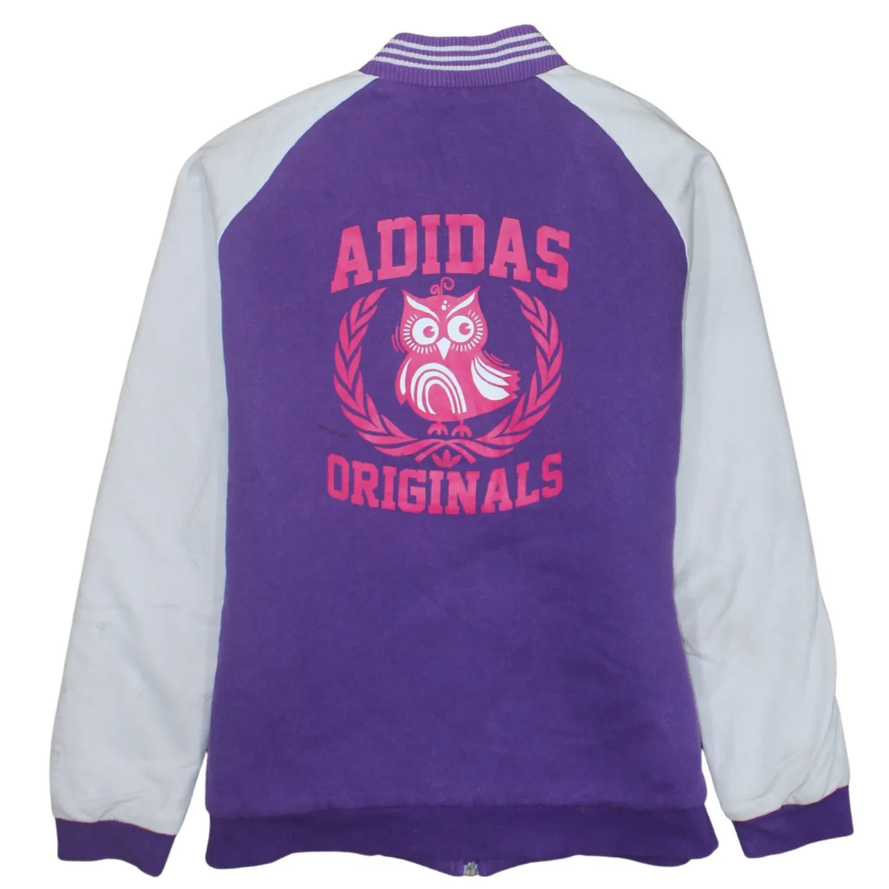 Adidas Purple White Sweatshirt Men's Small Printed Owl Back Logo Zip Jacket Top sold by Vintage Club product image thumbnail 2